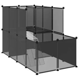 VidaXL Kleintierkäfig PP Stahl Freigehege Transparent/Schwarz schwarz 1,42 m, 74 cm, 93 cm