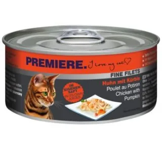 PREMIERE Fine Filets Nassfutter Katze Adult Huhn mit Kürbis 24x80 g