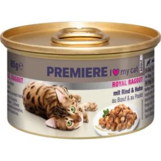 PREMIERE Royal Ragout Nassfutter Katze Adult Rind und Huhn 72x85 g