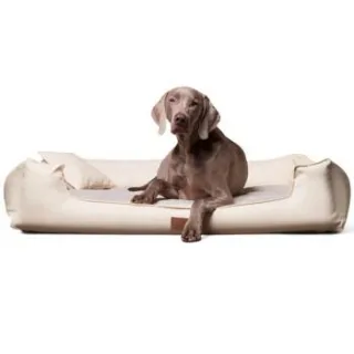 Tierlando ® Nonplusultra LINUS orthopädisches Hundebett Visco PLUS Kunstleder creme 1,1 m, 25 cm, 90 cm