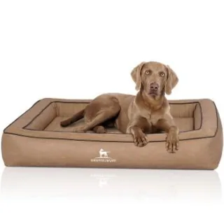 Knuffelwuff Orthopädisches Hundebett aus Laser gestepptem Kunstleder Montego