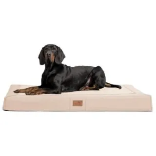 Tierlando ® OSCAR VISCO Orthopädische Hundematratze Kunstleder Velours Hundebett creme 1,2 m, 11 cm, 90 cm