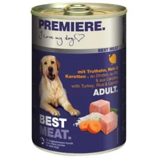 PREMIERE Best Meat Nassfutter Hund, Adult, Truthahn und Gemüse 24x400 g