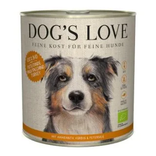 DOG'S LOVE Nassfutter Hund, Adult, Bio Pute mit Amaranth und Kürbis 6x800 g