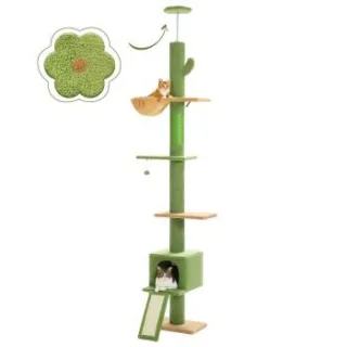 Pawz Road Deckenhoher Katzenbaumturm verstellbar grün
