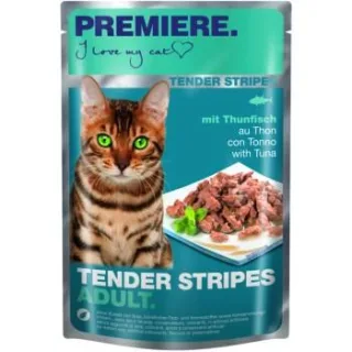 PREMIERE Tender Stripes Nassfutter Katze Adult Thunfisch 56x85 g