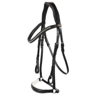 Hans Melzer Horse Equipment Hans Melzer Trense Valluhn schwarz/silber hannoversches Reithalfter weiß unterlegt WB (Warmblut)