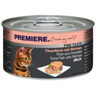 PREMIERE Fine Filets Nassfutter Katze Adult Jelly Thunfisch mit Shrimps 24x100 g