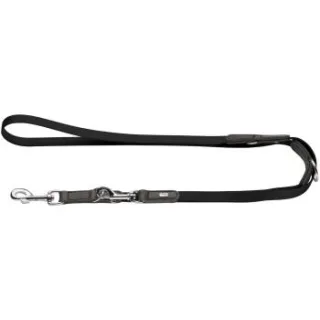 Dog Sport HUNTER verstellbare Hundeführleine wolmar biothane x leder schwarz 1,9 cm