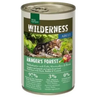 REAL NATURE WILDERNESS Nassfutter Katze, Adult, Rangers Forest, Wildschwein mit Ente, Kaninchen und Hirsch 24x400 g