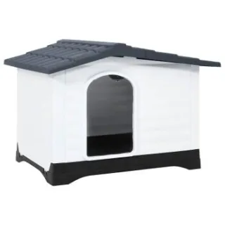 VidaXL Hundehütte aus Polypropylen grau 90 cm, 68 cm, 66 cm