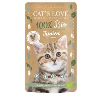 CAT'S LOVE Bio Nassfutter Katze Junior in Gelee Geflügel 12x100 g