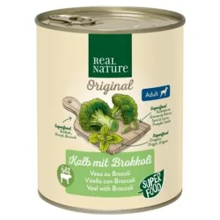 REAL NATURE Superfood Nassfutter Hund, Adult, Kalb mit Brokkoli 6x800 g