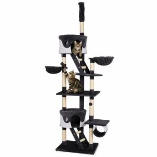Lionto Kratzbaum XXL, Höhenverstellbar (230 - 250 cm) weiß/ grau