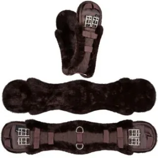 Equinate Kurzgurt Luke anatomisch mit synthetischem Lammfell braun 80 cm