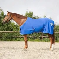 QHP Fleecedecke mit Ornament, Kobaltblau/Silber - 155 cm