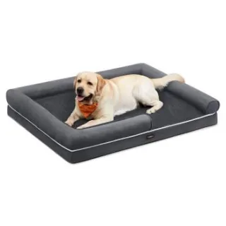 FEANDREA Orthopädisches Hundebett, Hundekissen, erhöhte Ränder, abnehmbar und waschbar schiefergrau XXXL