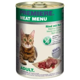 PREMIERE Meat Menu Nassfutter Katze Adult Rind mit Reh 24x400 g