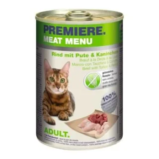 PREMIERE Meat Menu Nassfutter Katze Adult Rind, Pute und Kaninchen 24x400 g