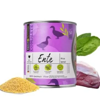 FAVLY Petfood Nassfutter Ente mit Hirse & Spinat 24x800 g