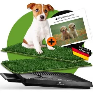 PfotenWunder® Hundeklo 63*51cm + 2 Easy-Wash-Rasen + 1 Büchlein
