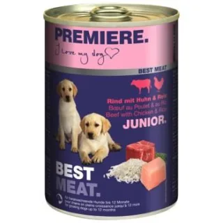 PREMIERE Best Meat Nassfutter Hund, Junior, Huhn und Rind 24x400 g