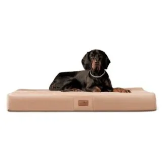 Tierlando FLOKI ORTHO PLUS - Orthopädische Hundematte aus Plüsch & High-Tech-Velours beige 1,5 m, 13 cm, 1 m