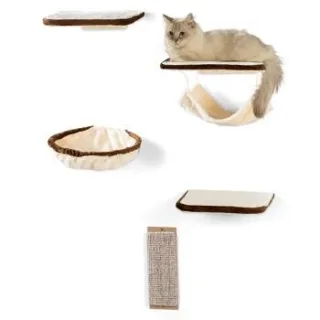 Rohrschneider ® Katzen-Kletterwand 6-teilig beige-braun