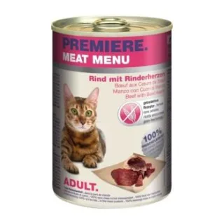 PREMIERE Meat Menu Nassfutter Katze Adult Rinderherzen 24x400 g