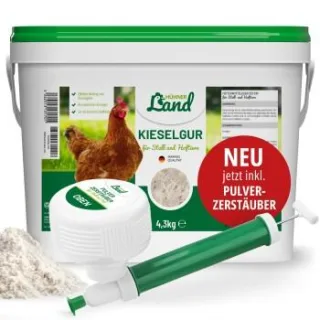 HÜHNER Land Kieselgur für Hühner 4,3kg INKLUSIVE Pulverzerstäuber