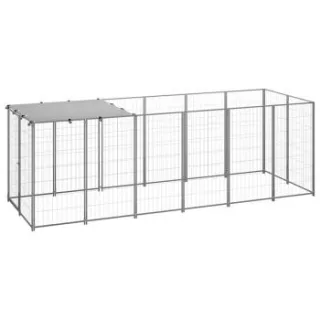 VidaXL Hundezwinger silber 3,3 m, 1,1 m, 1,1 m