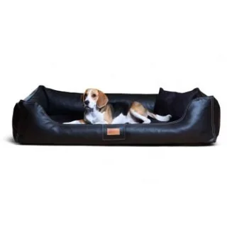 Tierlando ® Orthopädisches Hundebett Maddox Kunstleder Hundesofa Mittelgroß Große Hunde Hundesofa XL XXL schwarz 1,5 m, 25 cm, 1 m
