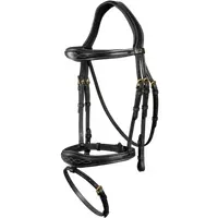 Dy'on Anatomische Trense mit kombiniertem Reithalfer, Warmblut D-Collection - Schwarz