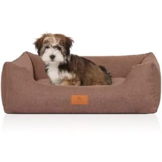 Knuffelwuff Hundebett Lotte aus Velours mit feinem Handwebcharakter hellbraun S