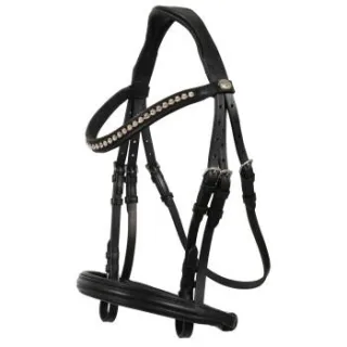Hans Melzer Horse Equipment Hans Melzer Trense Valluhn schwarz/silber englisches Reithalfter ohne Sperrriemen Pony