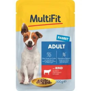 MultiFit Nassfutter Hund, Adult, Little Dog, Pouch, Ragout Rind 96x100 g