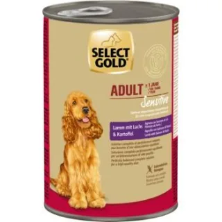 SELECT GOLD Nassfutter Hund Sensitive Adult Lamm mit Lachs und Kartoffel 24x400 g