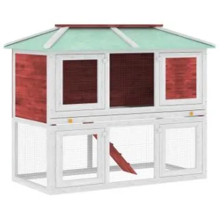 VidaXL Holz Kaninchenstall rot