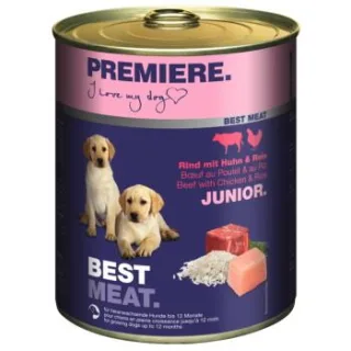 PREMIERE Best Meat Nassfutter Hund, Junior, Huhn und Rind 24x800 g