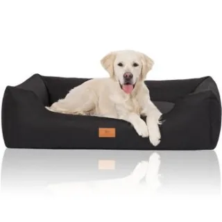 Knuffelwuff Hundebett Lotte aus Velours mit feinem Handwebcharakter schwarz XXL