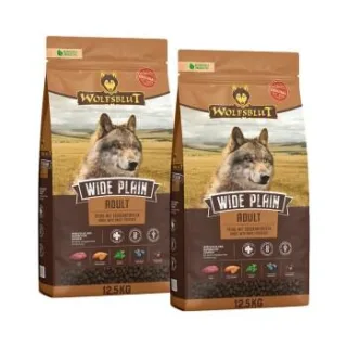 WOLFSBLUT Wide Plain Hund Trockenfutter, Adult 2x12,5 kg
