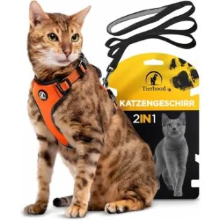 Tierhood Katzengeschirr mit Leine orange M