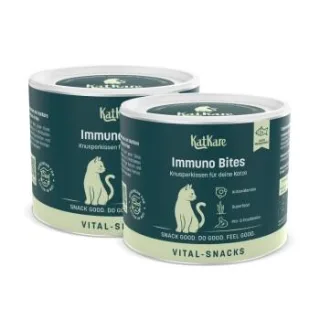 KatKare Vital Snacks Immuno Bites - Knusperkissen für das Immunsystem Deiner Katze mit Superfoods, wertvollen Aminosäuren, Antioxidantien und Omega-3 2x150 g