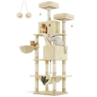 FEANDREA Katzenbaum XXL 206cm Kratzsäulen beige