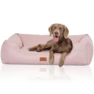 Knuffelwuff Hundebett Emma aus Velours mit feinem Handwebcharakter in Pastellfarben hellrosa XL