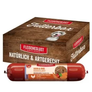 Fleischeslust Senior Huhn/Rind Alleinfutter Wurst Hund 6x800g