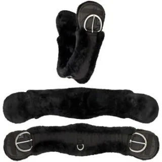 Equinate Western Mondgurt anatomisch Lammfell schwarz 65 cm