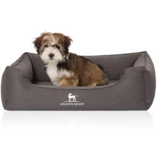 Knuffelwuff Orthopädisches Hundebett Leano aus Velours mit Handwebcharakter schwarz S