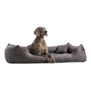 Tierlando PLUTO SOFT - Orthopädisches Hundebett aus samtweichem Velours schwarz/ graphit 1,1 m, 25 cm, 90 cm