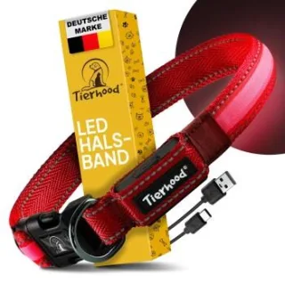 Tierhood Leuchtehalsband LED Halsband rot L